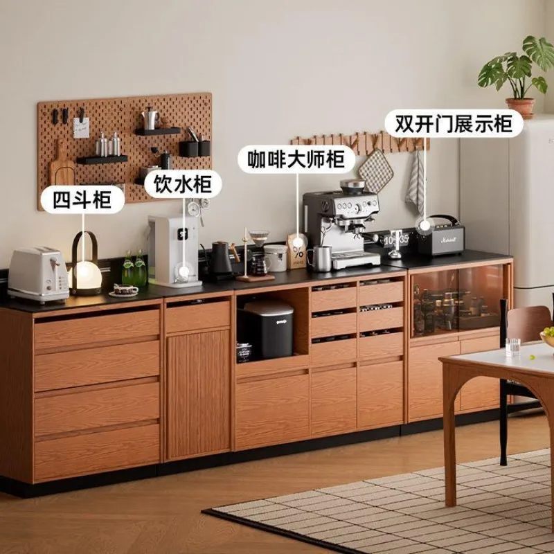 Wall Slate Countertop Home Kitchen Dining Room Tea Cabinet Nordic Solid Wood Module Combination Side Cabinet Coffee Cabinet