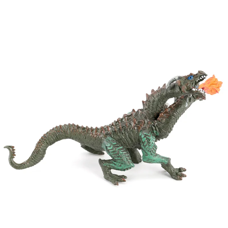 Children's Simulation Solid Animal Model Magic Dragon Three-headed Dragon Fire-breathing Dragon Solid Plastic Dinosaur Model Chi