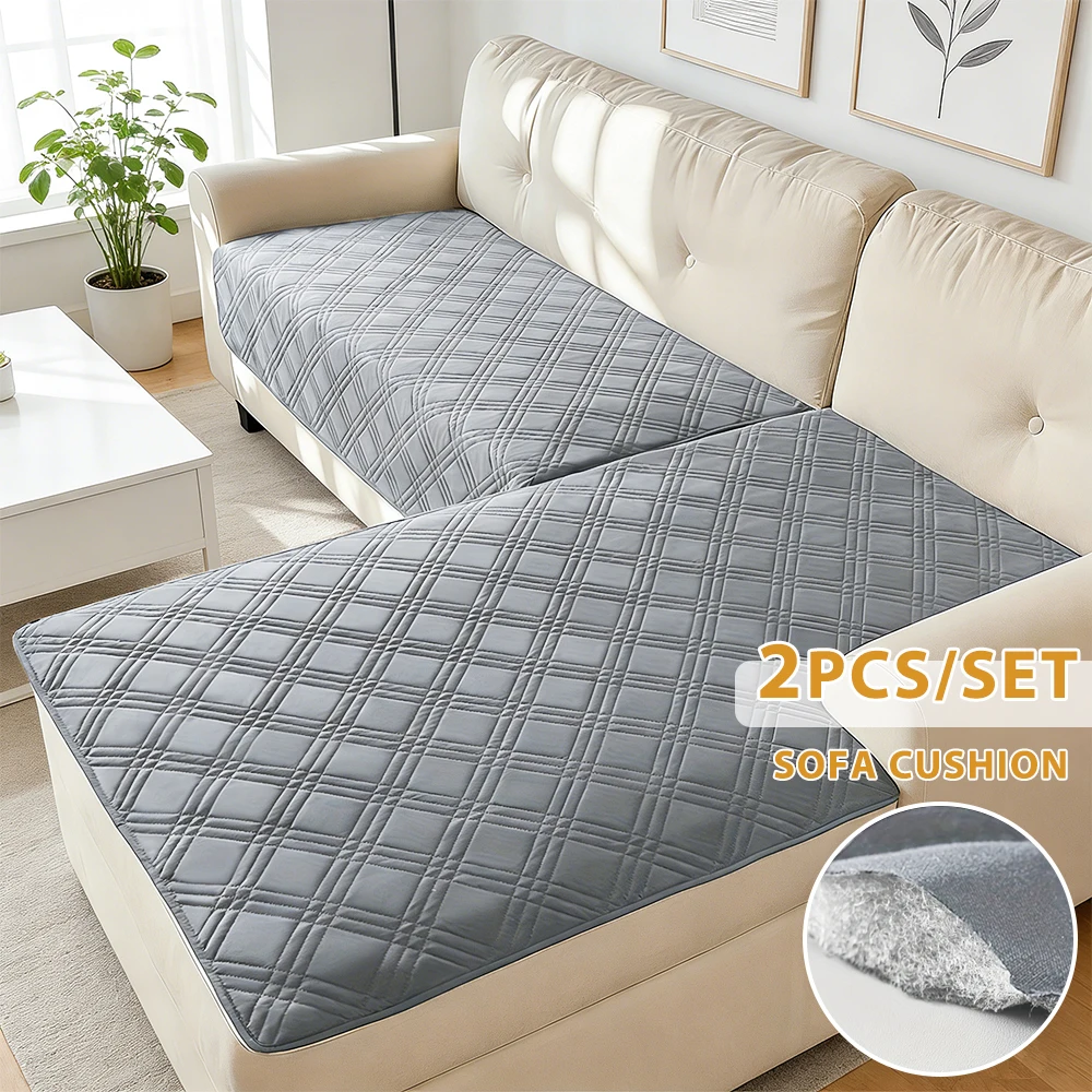1 Set Water-repellent Geometric Sofa Cushion Grey Non-Slip Mat Blanket Living Room Universal Sofa Covers 90*160&90*210
