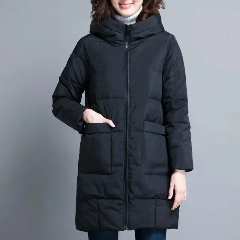 Veste d'hiver imperméable et décontractée pour femme, grande taille, pardessus chaud, épais et long, Parkas chauds