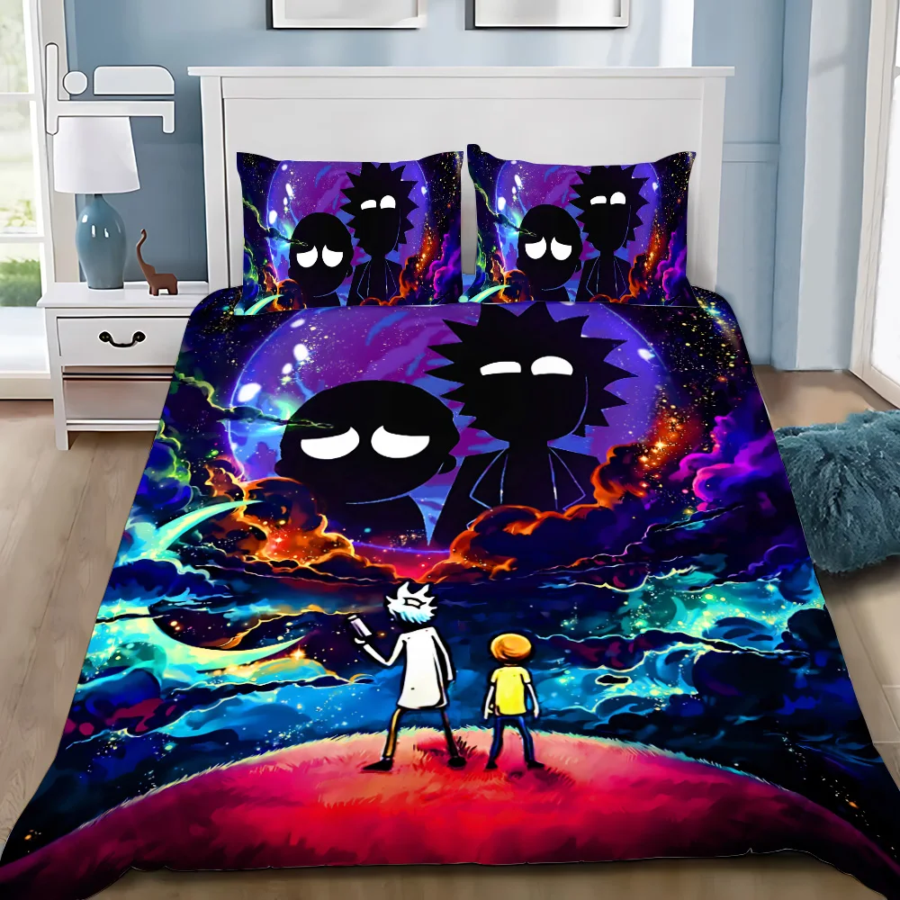 Duvet Cover Pillowcase Bedding Set Funny Sci-fi M-mortYS R-rickS Adult Boy Girl Bedroom Decoration Children Single Double Large