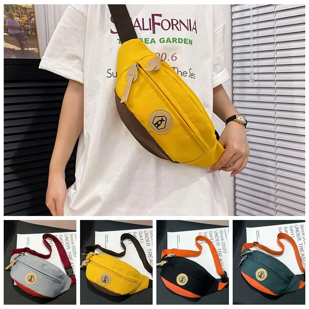 

Fashion Nylon Canvas Crossbody Bag Harajuku Solid Color Canvas Chest Bag Banana Bag Large Capacity Waist Bag Female/Girls