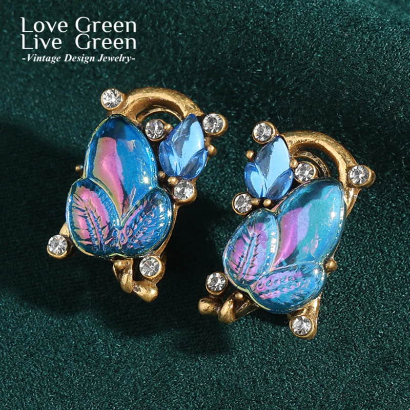 

Vintage Blue Leaf Glaze Purple Earrings For Woman Luxury Quality Jewelry Stud Gold Color Elegant Valentime‘S Wedding Gift 2025