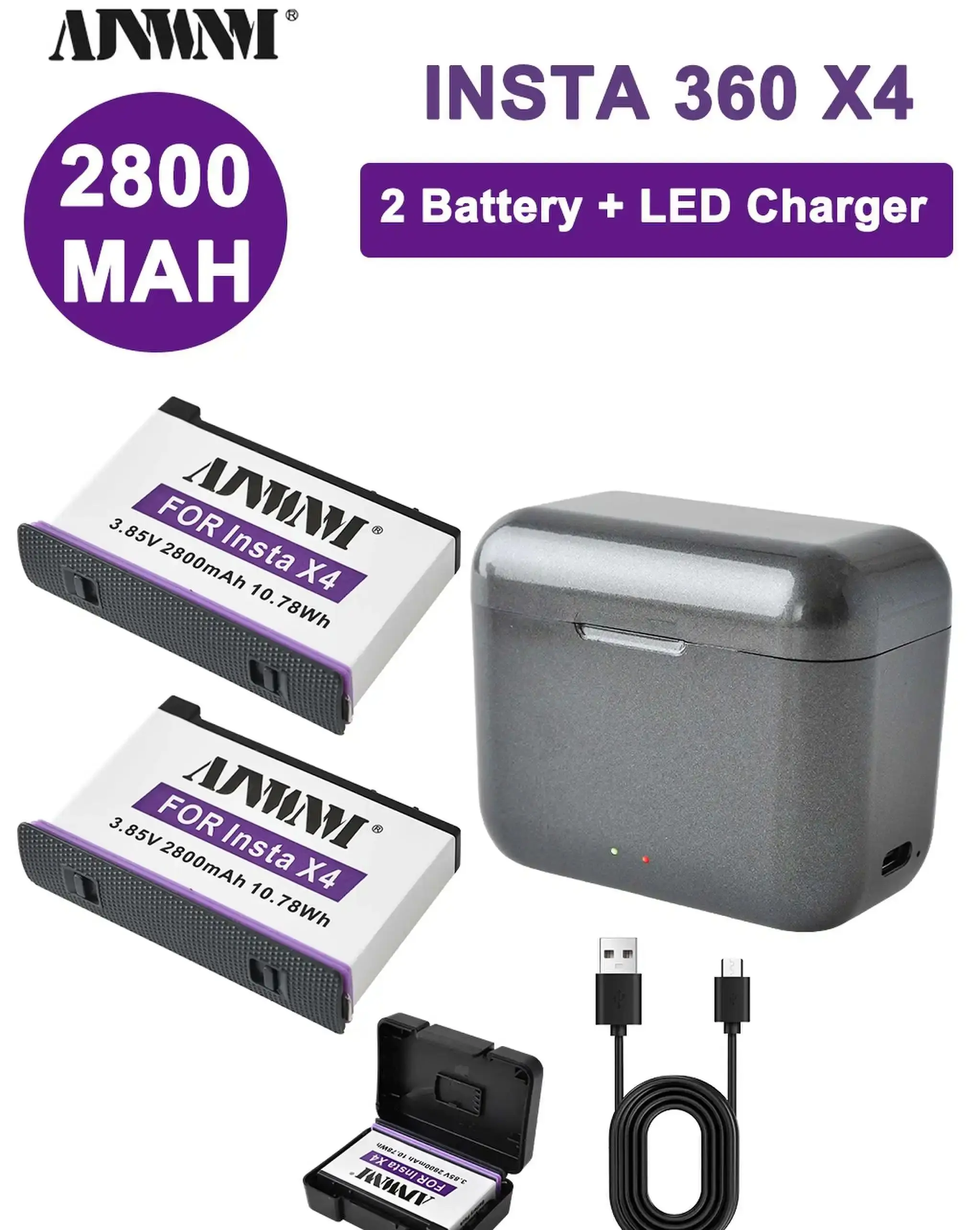 for Insta360 X4 2800mAh Rechargeable Battery X4 Li-ion Batteries Long-Lasting Camera Battery