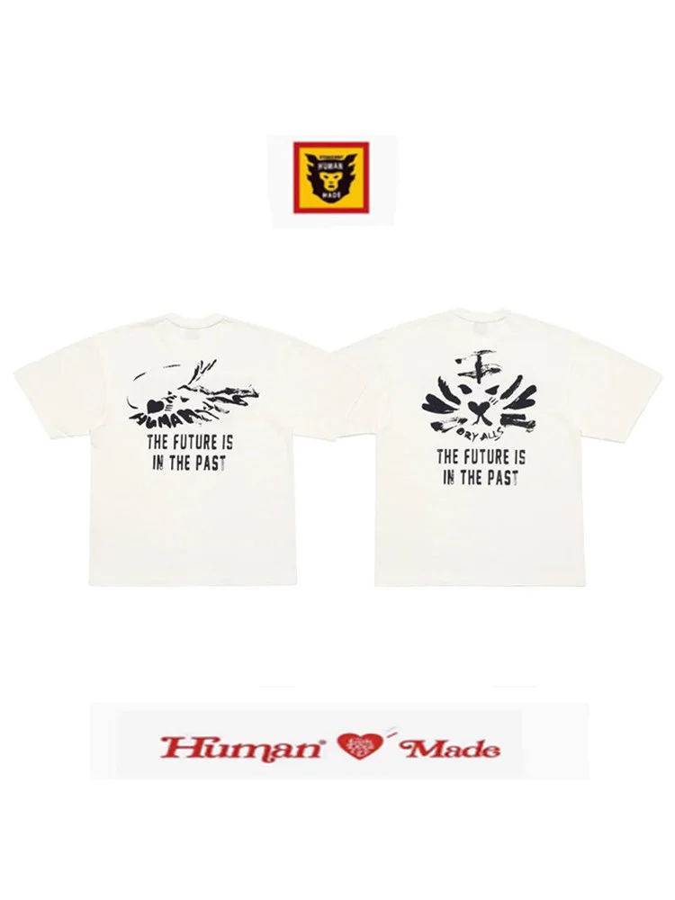 Human Made Animal Print Slub Cotton T-Shirt, Casual Tee for Men Women