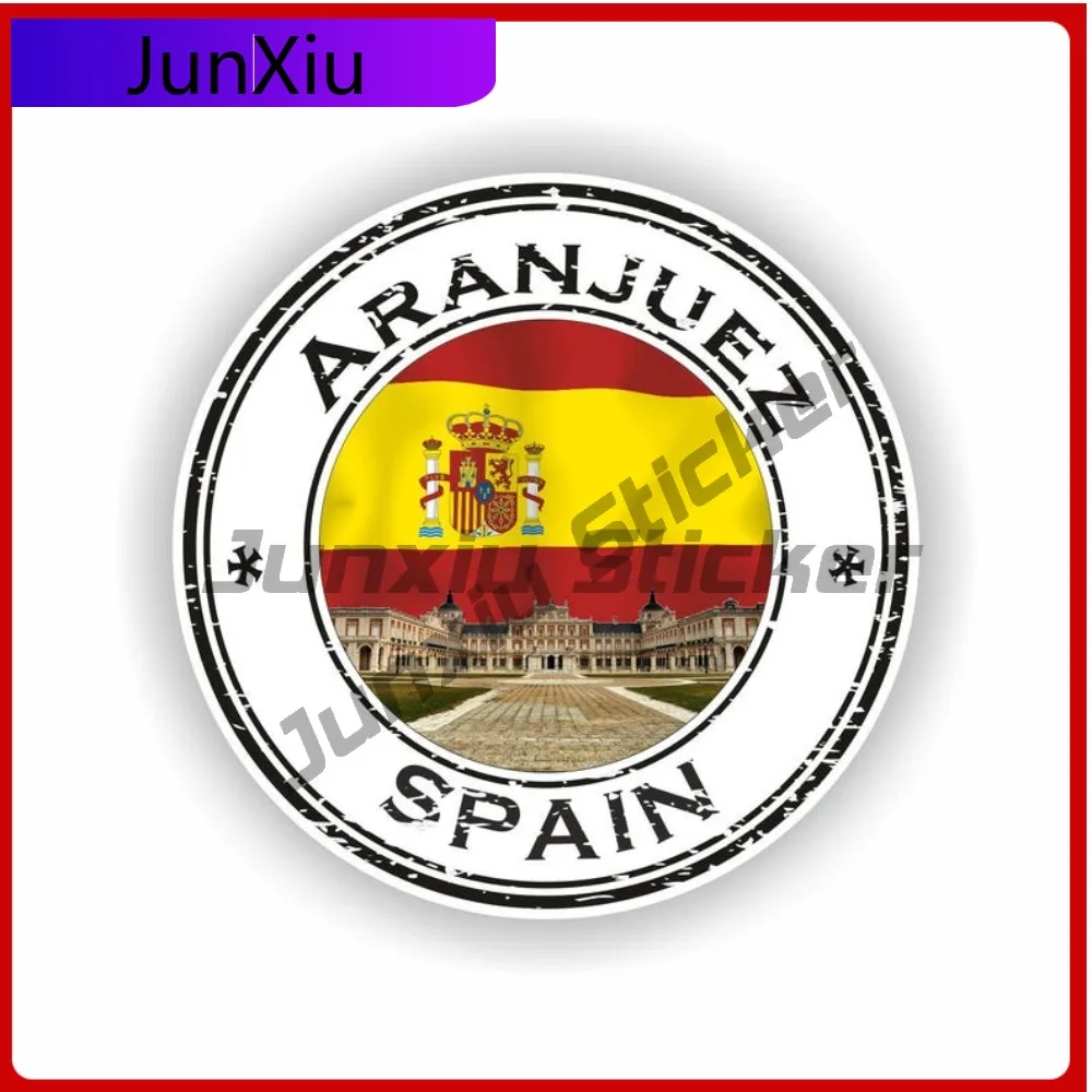 

Aranjuez Spain Seal Trendy Motorcycle Fade Resistant Vinyl Art Round Sticker Unique Fade Resistant Waterproof Funny