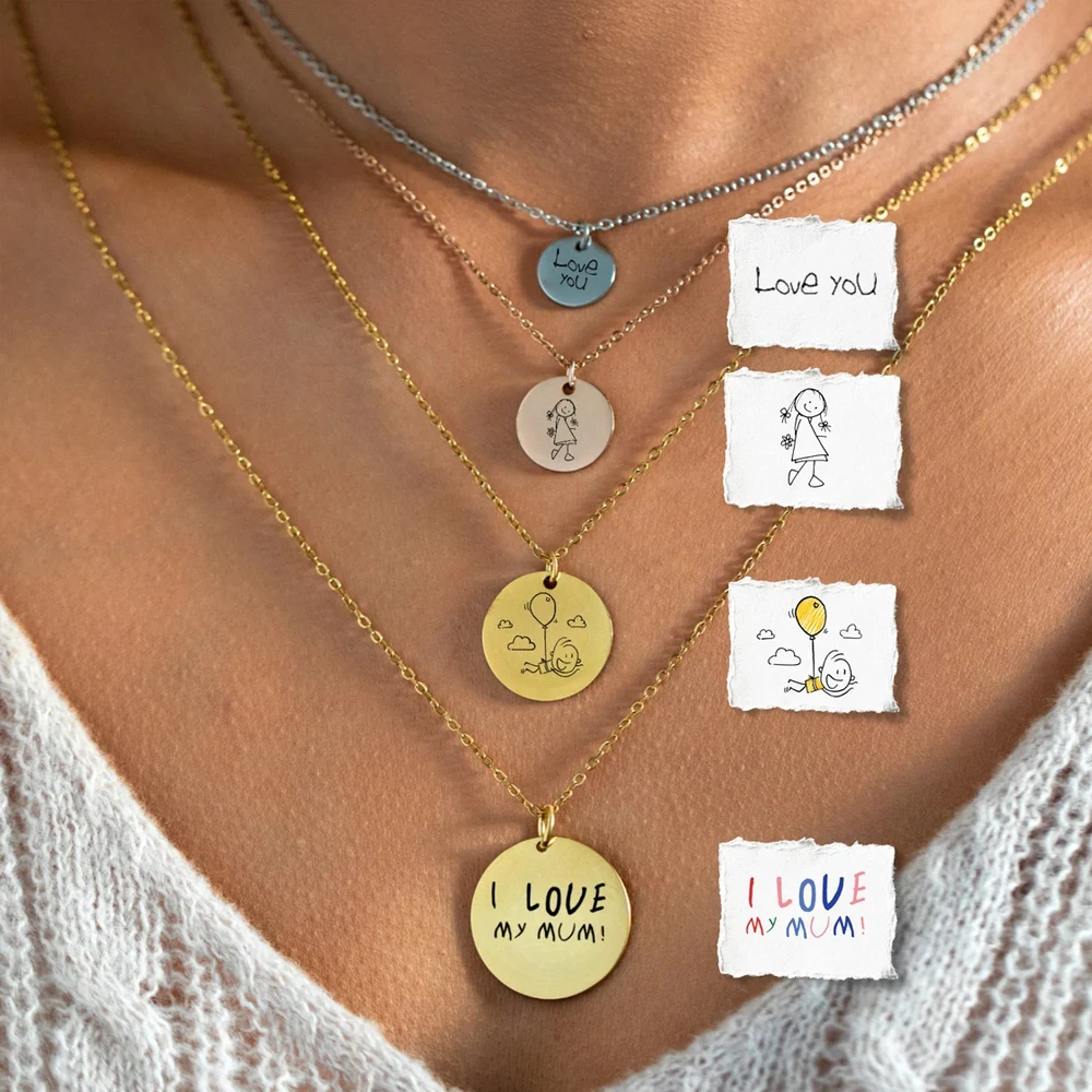 

COOLTIME Personalized Engrave Necklace for Women Stainless Steel Custom Letter Name Date Necklace Jewelry Birthday Gift