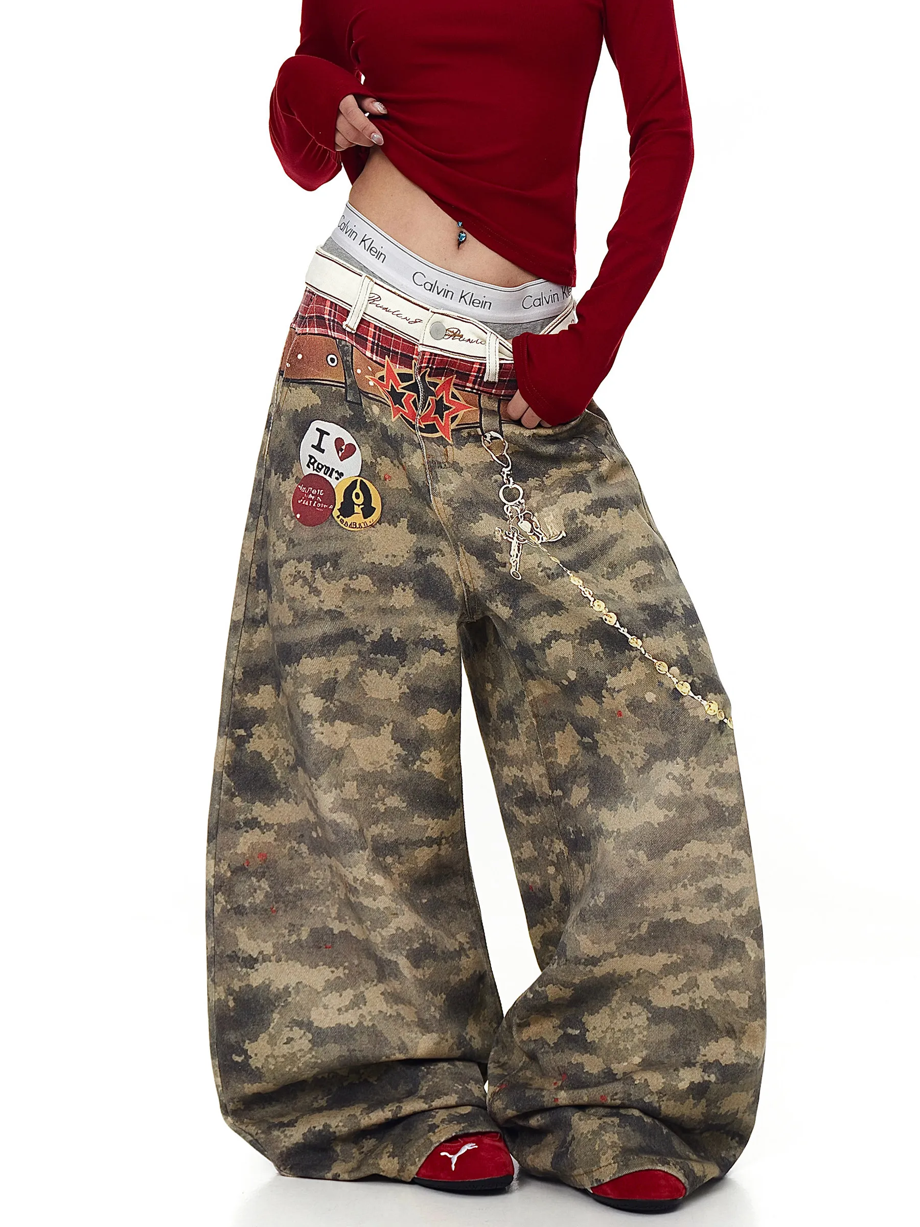 

Американские ретро-брюки с 3D-принтом камуфляж, свободные повседневные брюки унисекс, модные брюки в стиле High Street, рабочая одежда, молодежный стиль, для пар, с эффектом омоложения