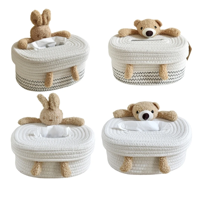 

Multifunctional Tissue Dispenser Home Essential Tissue Box with Unique Bear or Rabbit for Modern Decors