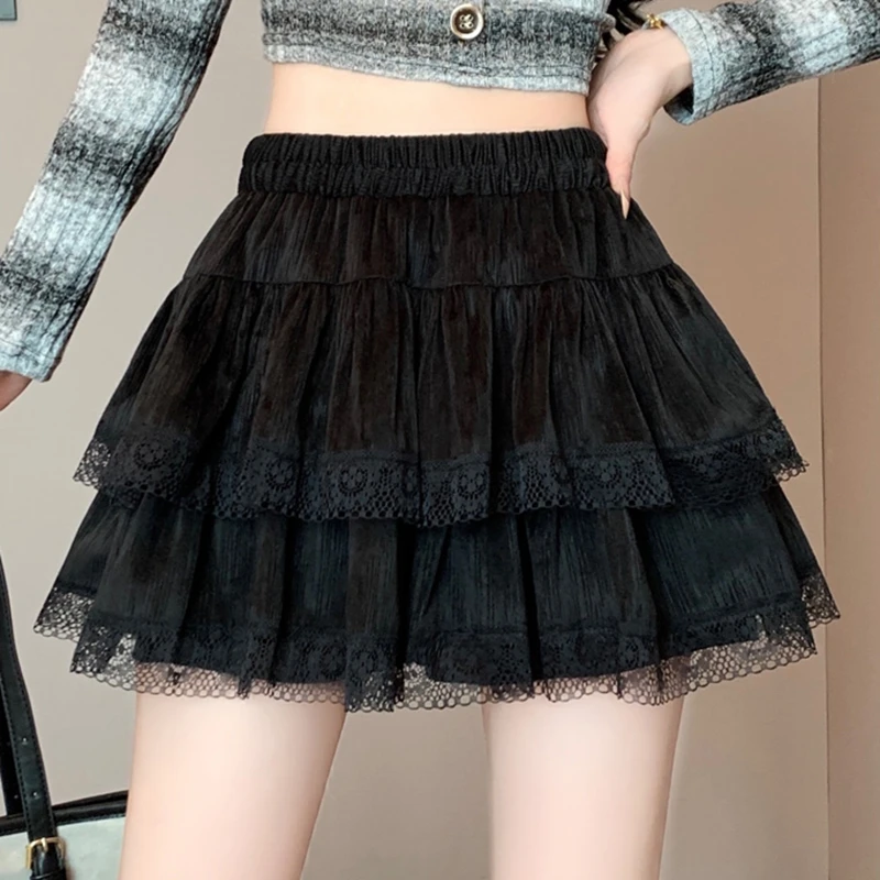 Casual Ball Gown Black Mini Skirts Women 2026 Korean Fashion Y2k Clothes High Waist Faldas Largas White Pleated Kawaii Skirt