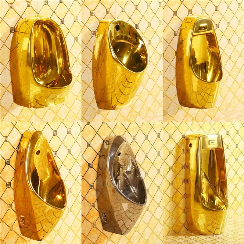 European-style gold urinal ceramic electroplating stand wall-mounted silver urinal home hotel