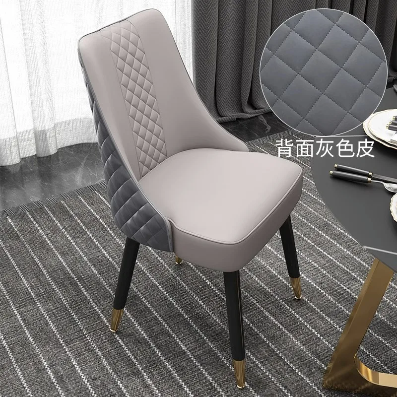 INS Luxury dining chairs home leather chair Cofe hotel restaurant high-end soft chair Design backrest Stool Postmodern furniture