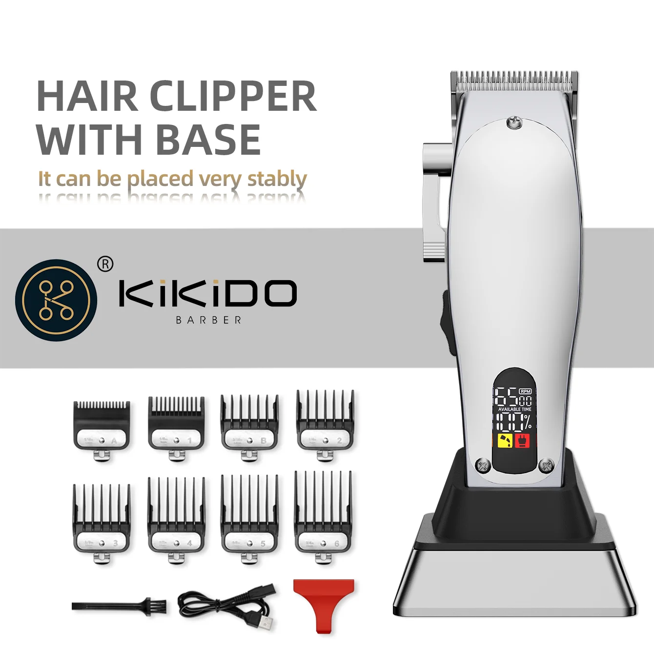 

KIKIDO KK-12480 Electric Hair Clippers,Rechargeable High Speed Cordless Shaver Professional Body Hair Trimmer For Barber