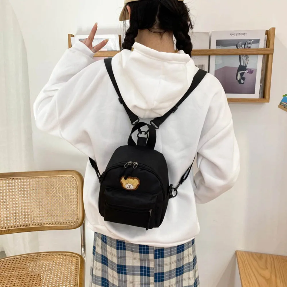 Oxford Cloth Mini Backpack Student Backpack Fashionable Cartoon Embroidered Bear Crossbody Backpack