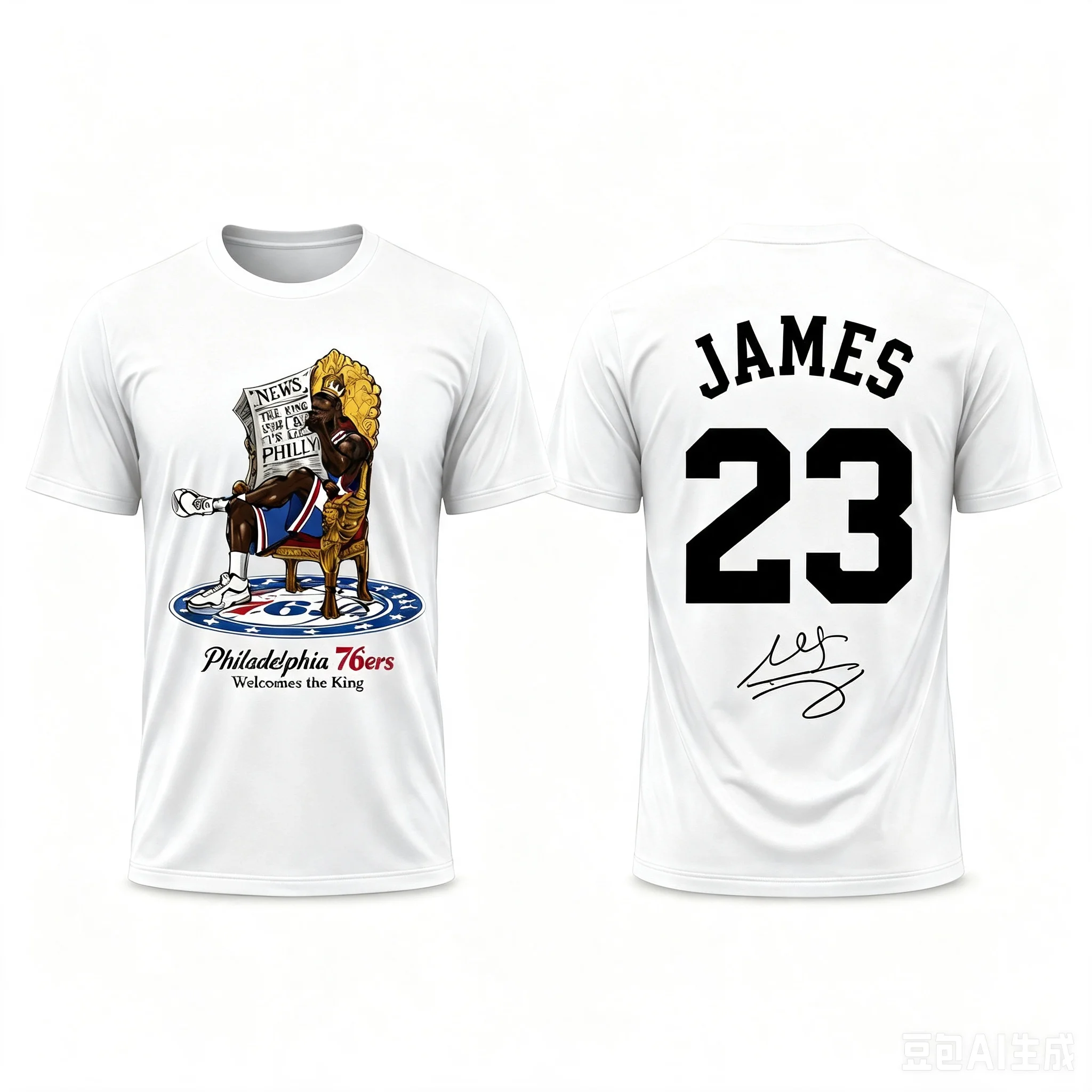 2026 Summer New Style LeBron James Philadelphia 76ers Team Welcome King Fashion Roundneck Men's and Women's Matching T-Shirt