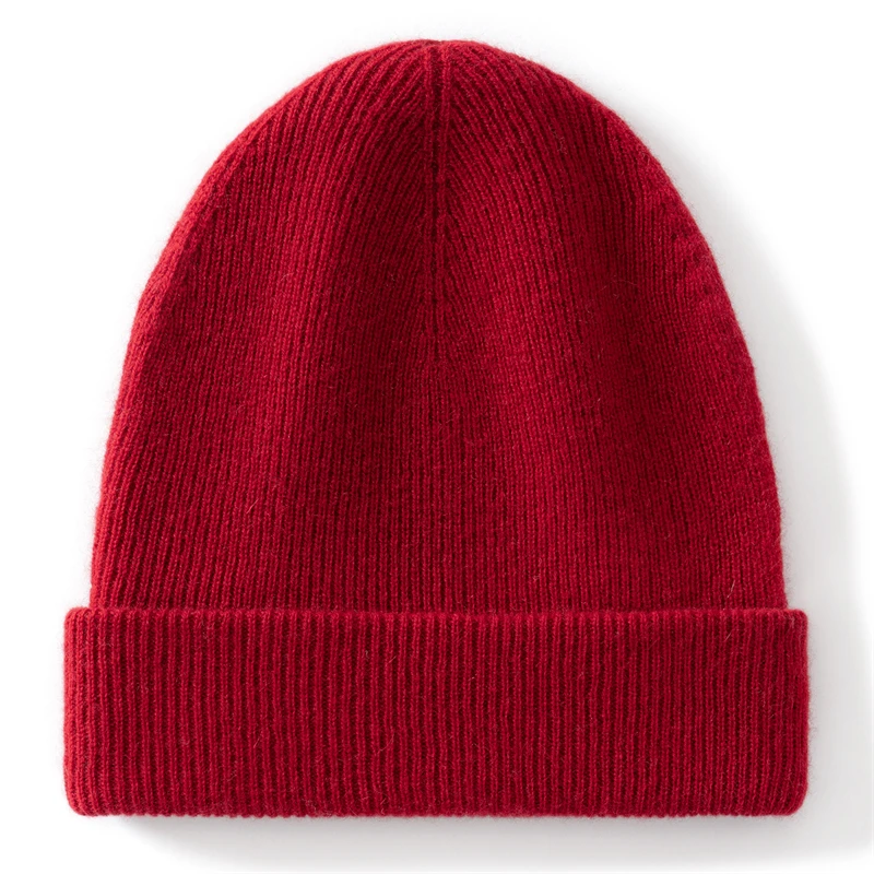 Autumn Winter New 100% Cashmere Hat Women's One-Line Hat Knitted Hat Wool Hat Ear Protection High-Quality Couple Hat