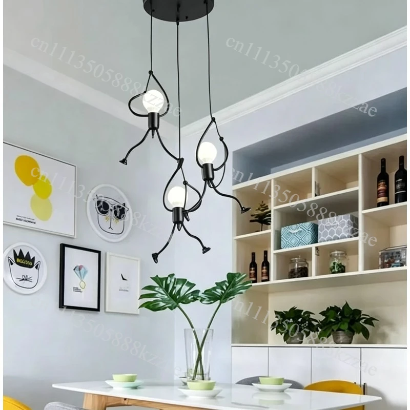 Vintage Industrial Mannequin Pendant Light, Handmade Iron Figure Lamp for Cafe Boutique Dining Room