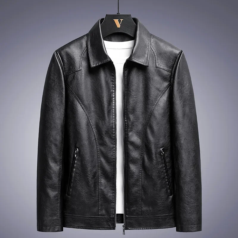 Men's Leather Jacket Patchwork Motorcycle Jacket Leather Jacket Fashion Trend Rider Zip Coats Casual Street Windbreaker 6XL 8XL