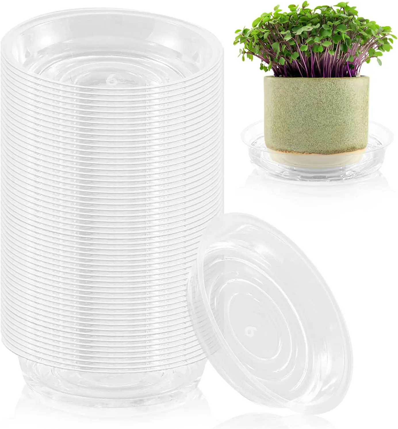 

100 Pack 6 Inch Plant Saucer Clear Plant Saucers for Indoors Flower Pot Saucers Small Plants Plate Dish Succulent Pot Sa