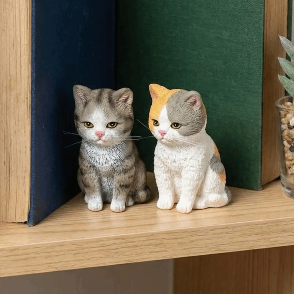

Orange Cat Cat Statues Figurines Cartoon Style Tiger Spot Sitting Cat Pet Model Cute Design Depressed Expression Cat Decoration