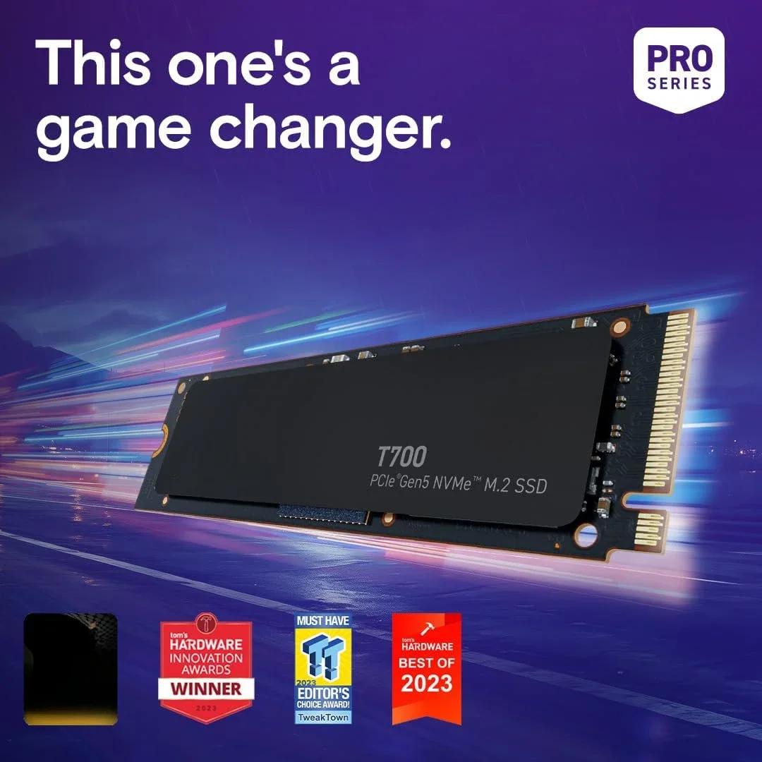 T700 1TB 2TB Gen5 NVMe M.2 SSD Hasta 12,400 MB/s Almacenamiento directo habilitado - Edición y diseño de videojuegos de fotografía