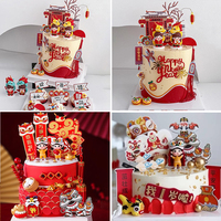 Spring Festival Cake Topper Chinese Style Dragon New Year Cake Decoration for Kids 1st Birthday Party Full Moon 100 Days Decor