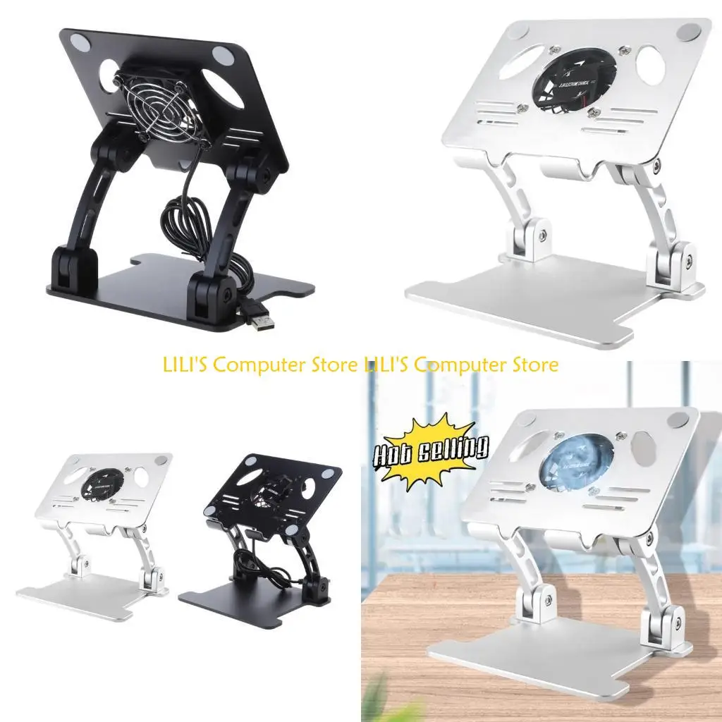 

A52B Laptop Stand Riser Adjustable with Cooling Fan Holder Desktop Foldable Bracket
