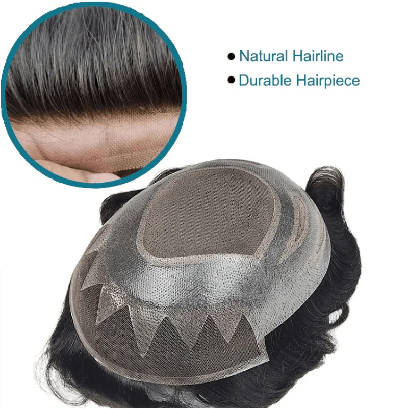 

FPM Scallop-мужской протез для волос, моно- и полиуретановая основа, дышащий мужской парик, 100% человеческие волосы, мужской капиллярный протез, сменный блок