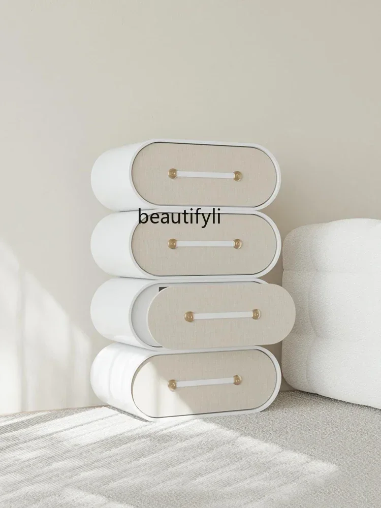 

07Beige Chest of Drawers Four-Layer French Retro Living Room Modern Drawer Bedroom Storage Cabinet