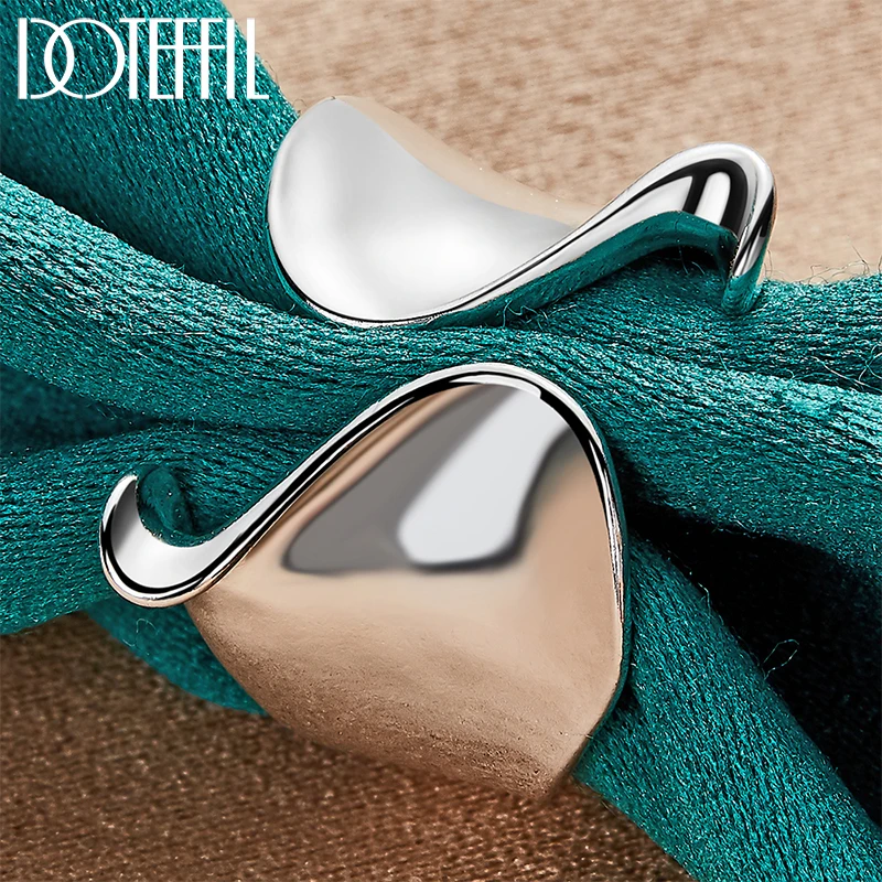 DOTEFFIL 925 Sterling Silver Curved Smooth Surface Ring For Woman Man Fashion Wedding Party Charm Jewelry