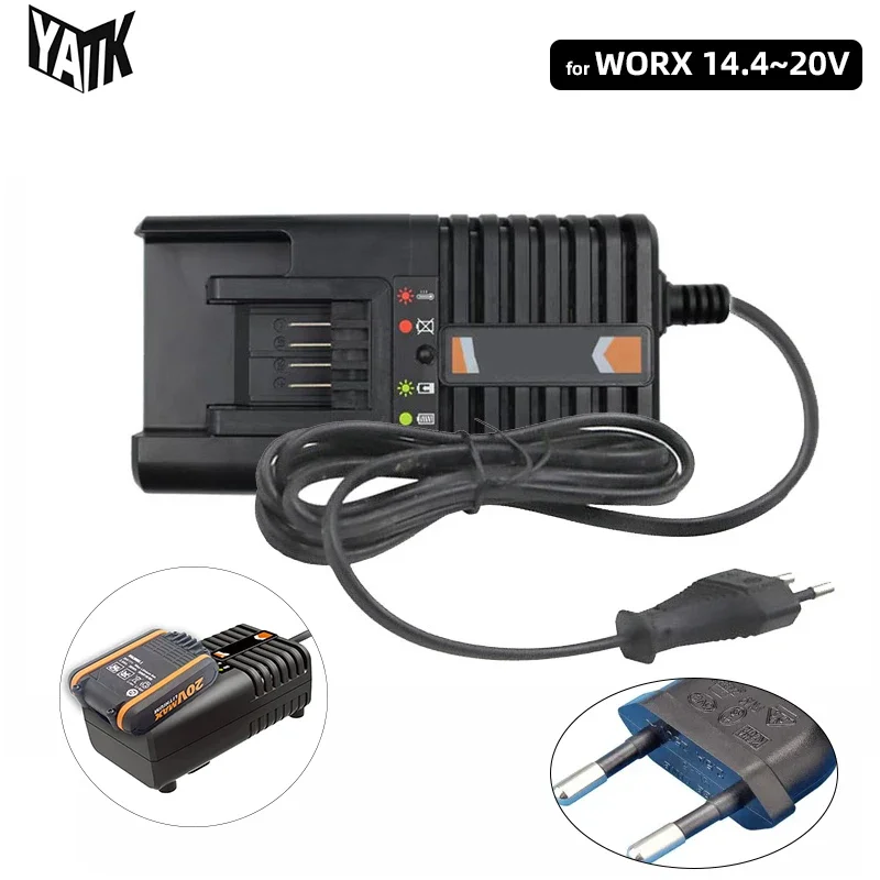 For WORX 14.4V 18V 20V Power Tools Battery Charger Replacement of WA3860 Charging for WA3550 WA3553 WG629 WA3760 WX390 WX176