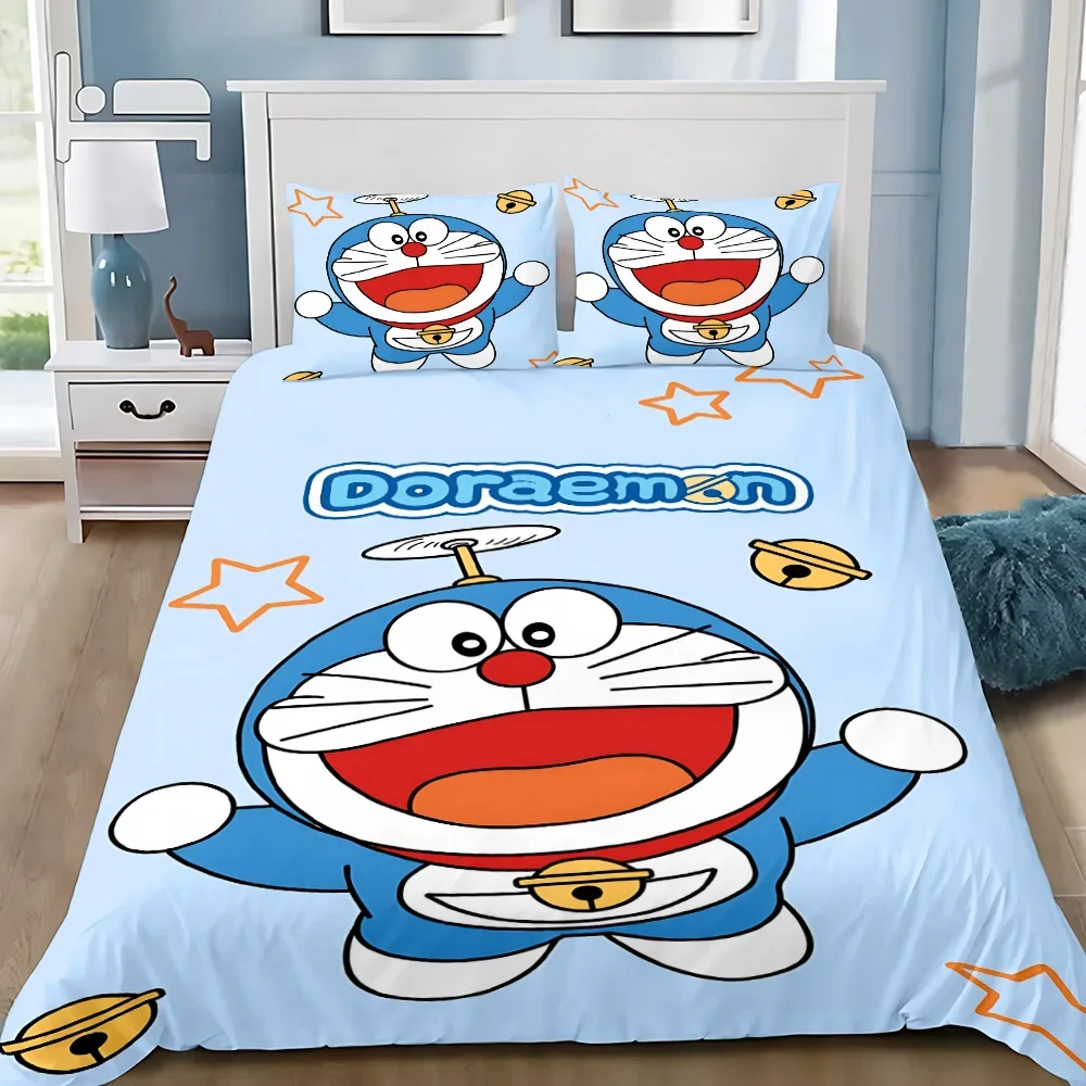 Funda nórdica de dibujos animados D-Doraemons, funda de almohada, juego de cama de 2/3 Uds., decoración de dormitorio para niño y niña, regalo para niños individual doble