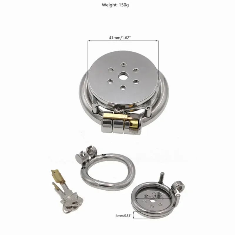 Hot Male Chastity Belt Flat Round Hole Metal Chastity Lock With Urethral Catheter Penis Ring Cock Cage 성인용품 Sex Toys 18+ Gay Men