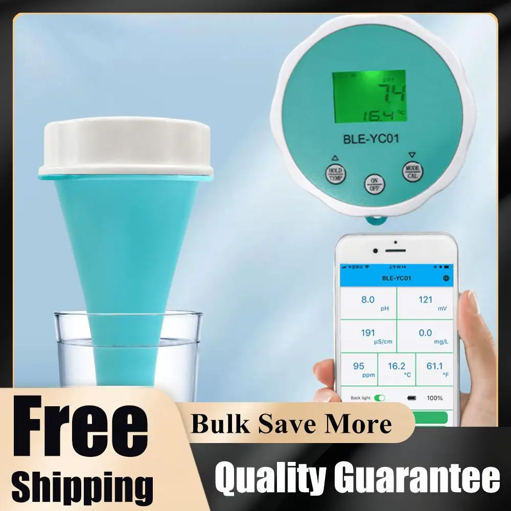 

Многофункциональный плавающий анализатор воды для бассейнов 6-в-1: цифровой измеритель качества воды с Bluetooth для определения хлора, ОВП, EC, TDS, температуры и pH