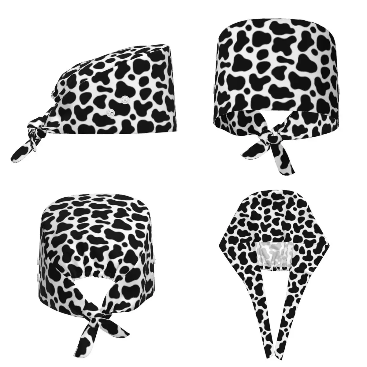 Cow Spots Animal Print Scrub Hat Doctor Working Surgical Cap Unisex Adjustable Nursing Caps for Dentist