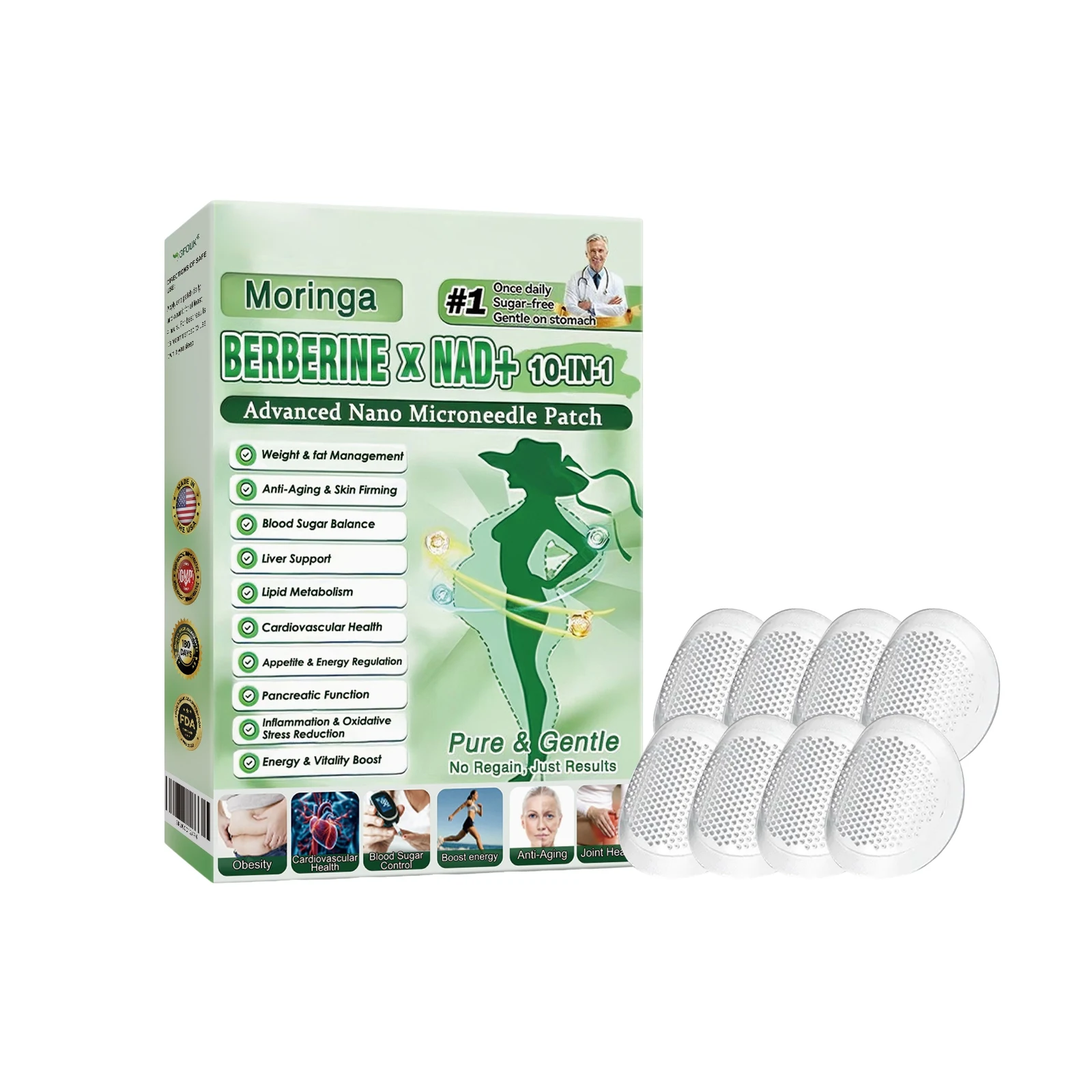 10-in-1 Nano Microneedle Patch Natural Gentle Patches Moisturizing Firming Skin for Women Men Nano Microdarts Patches gifts view 2