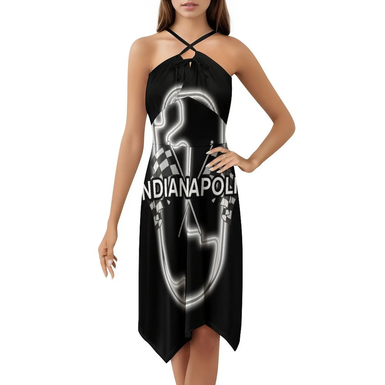 فستان إيندي سبيدواي مثير للإجازات للنساء على الشاطئ وحفلات أعياد الميلاد فستان قصير إنديانابوليس سباق الدراجات النارية وسباق السيارات فساتين نسائية