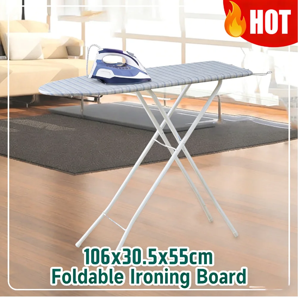 

Гладильная доска с подставкой для утюга и нескользящими силиконовыми ножками, термостойким чехлом, складная, регулируемая по высоте, экономит место для прачечной