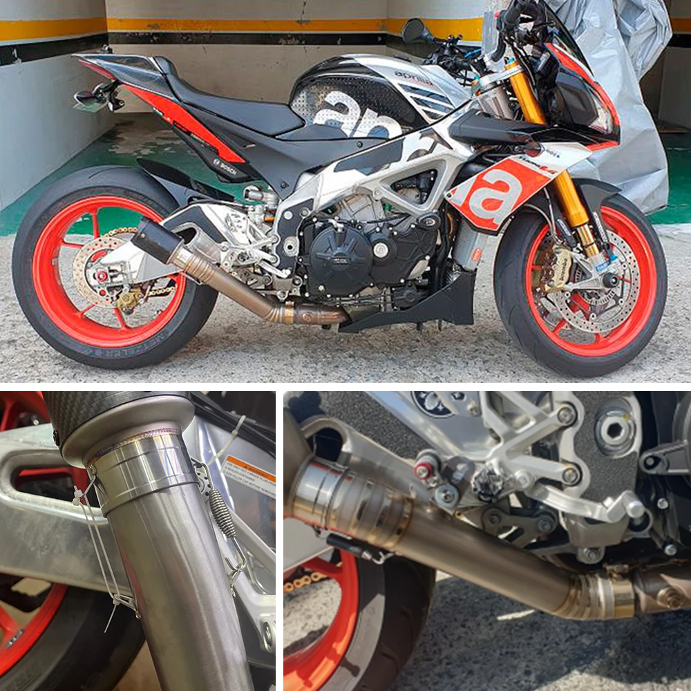 Motorcycle Exhaust Full Escape System Modified Mid Tube Connect 51mm Muffler Slip On Middle Link Pipe For Aprilia RSV4 2009-2014