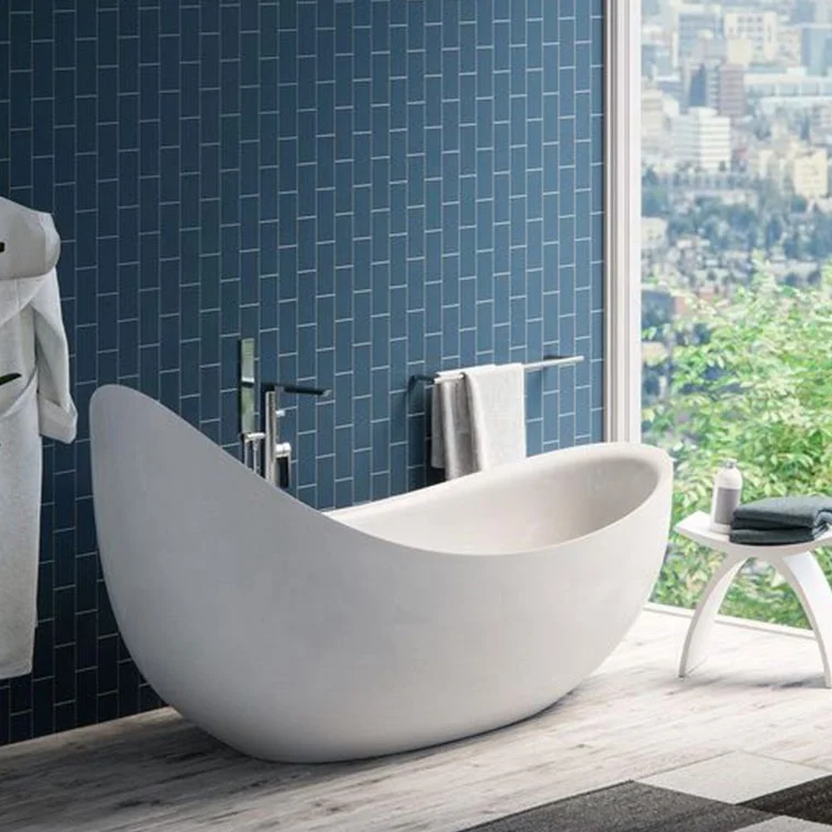 Artificial Solid Stone Acrylic Bathtub Freestanding Soaking Bathtub For Bathroom Hotel