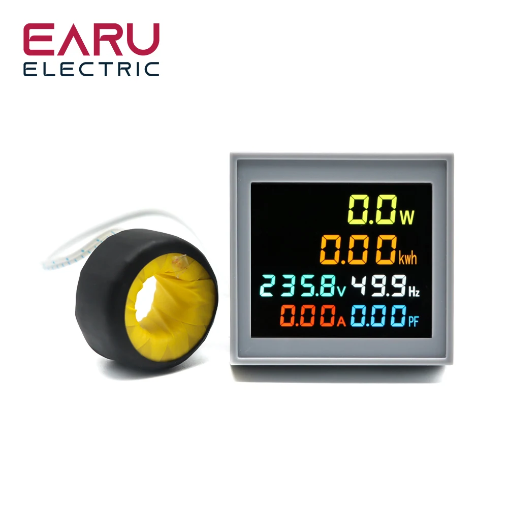 AC 100A 50-300V Digital Voltmeter Ammeter Wattmeter Power Energy Frequency Meter Voltage Monitor Current Factor Volt AmpHerz KWH