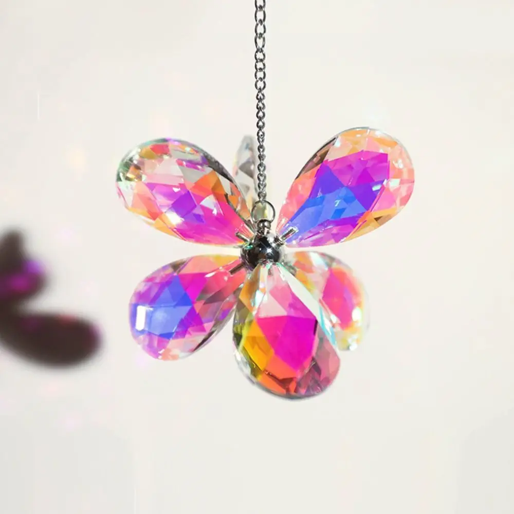 Funny 110mm Crystal Six Leaf Suncatcher DIY Crafts Hanging Sun Chandelier Chandelier Handmade Rainbow Catcher Home Party Decor