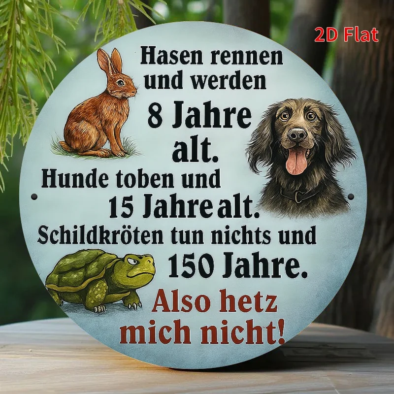 2D Flat Printing, Comparison of The Lifespans of Rabbits, Dogs, And Turtles, Metal Sign Design, Suitable for Home, Office, Bedro