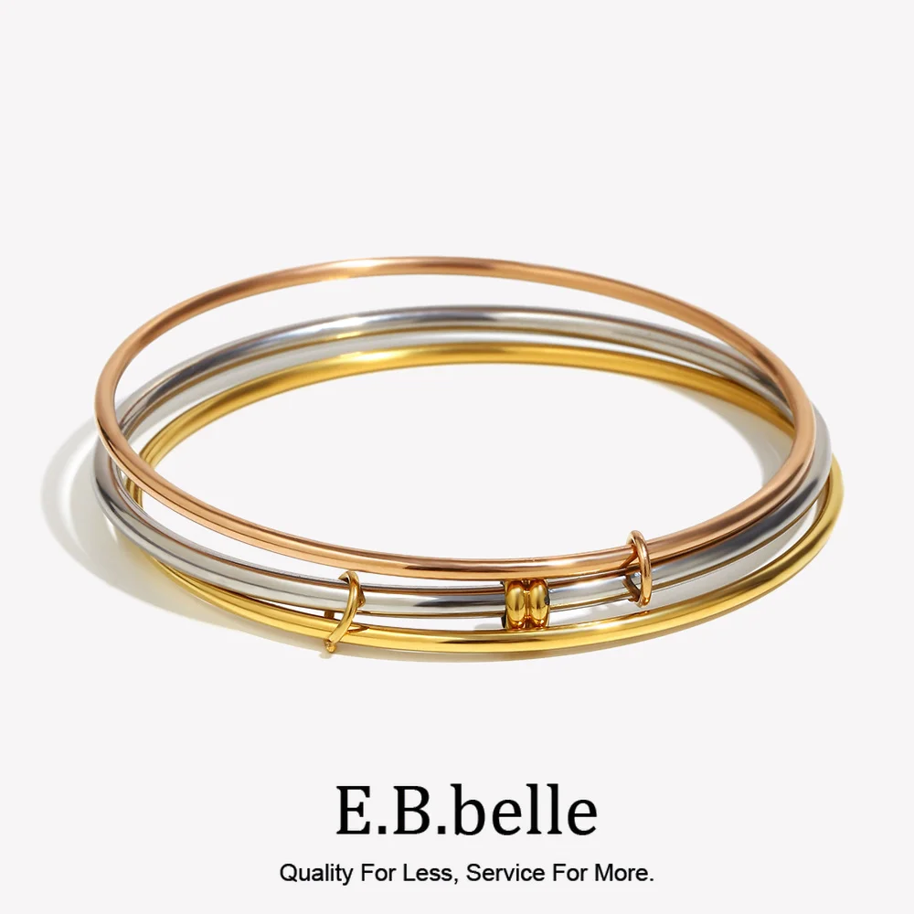 E.B.belle Tarnish Free Personalized Mixed Stanless Steel Stack Bracelet Versatile Statement Jewelry For Ladies' Gift