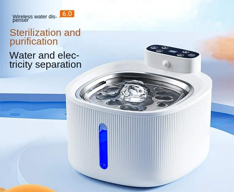 

Cat Water Dispenser Unplugged Wireless Automatic Circulation Flow Pet Water Dogs Pet Water Fountain