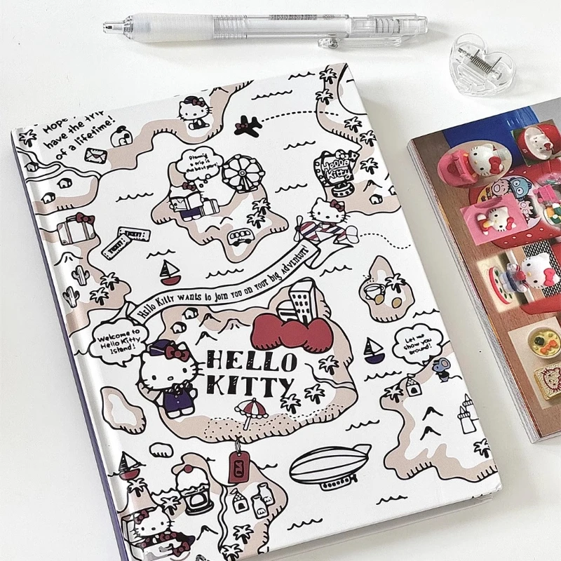 Kawaii Sanrio Cute Hello Kitty A5 Thick Hard Cover Notebook Hello Kitty Notepad Cute Daily Planner Notebook School Supplies