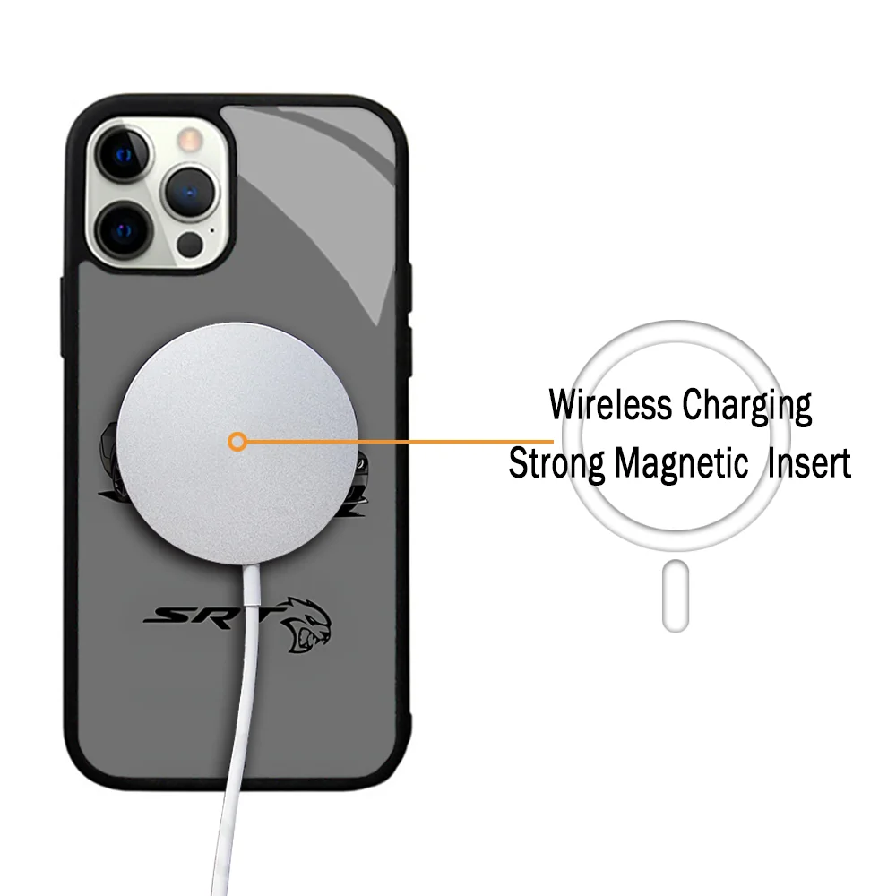 D-Dodge C- Challenger S-RTs Phone Case For IPhone 11 12 13 14 15 Plus Pro Max Mirror Acrylic Cover For Magsafe Wireless Charging