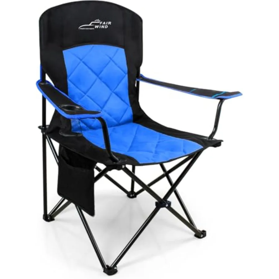 

Camping Chair 400 LBS Capacity Fully Padded Portable Chair with Side Pocket and Cup Holder, Heavy Duty Lawn Chair for Outside,