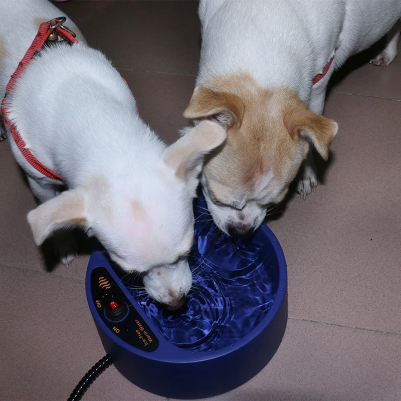 Winter No Freezing Heated Water Bowl for Outdoor Cats 2.2L Heated Dog Bowl Heated Pet Drinker for Chickens Rabbits Birds