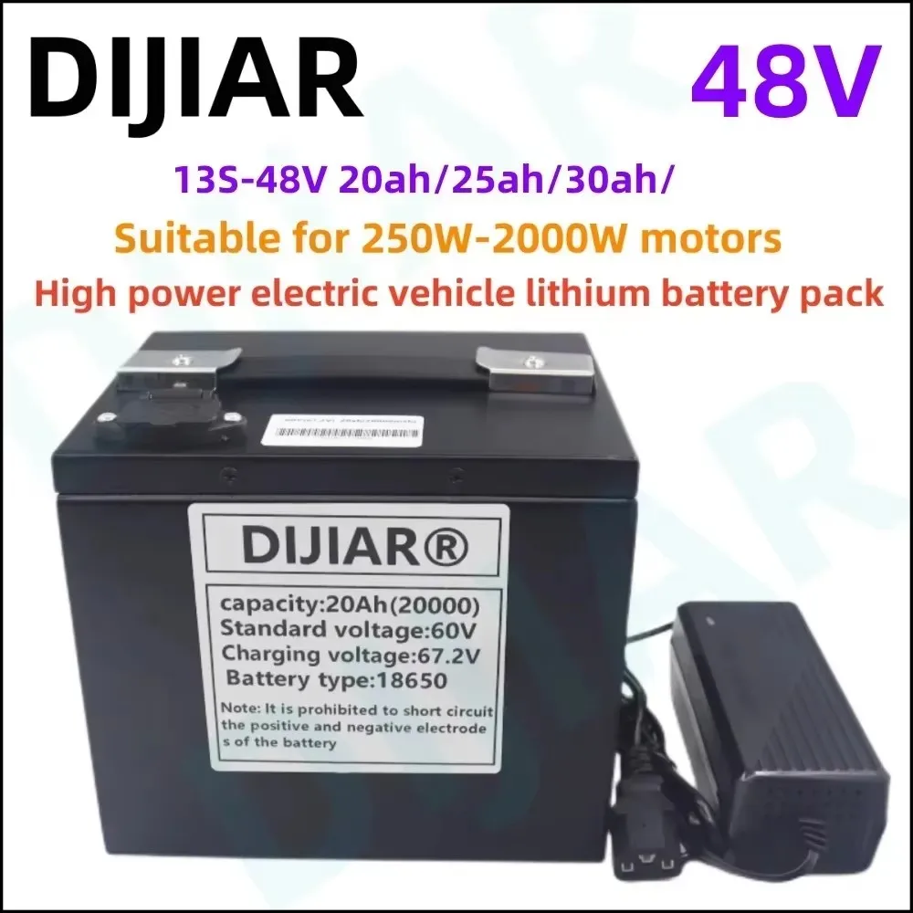 Full Capacity 48V 20Ah, 25Ah, 30Ah, 18650 Lithium Battery Combination Suitable for 250-3000W Electric Use+54.6V 2A Charge